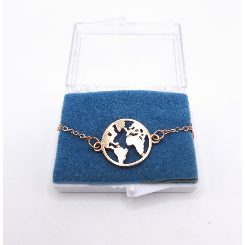 Gold World Map Charm‎ Bracelet Travel